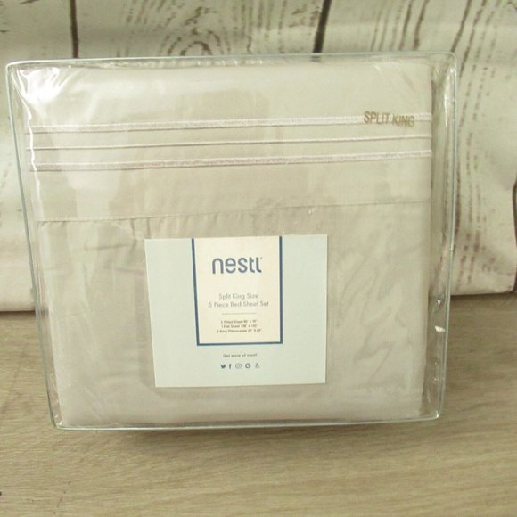 New Nestl Sheet Set Split King Silver Gray Wrinkle Free Microfiber - Picture 3 of 4
